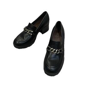 Y2K Chunky Heels Loafers Platform Academia School Girl Concert Womens 8.5